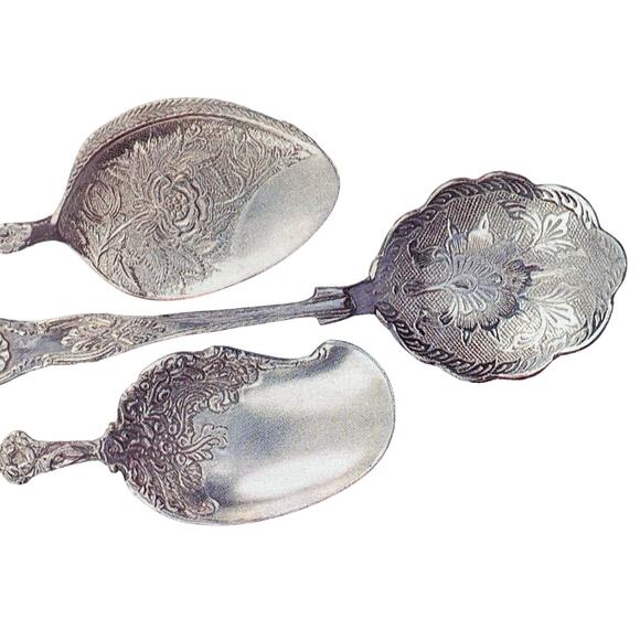 Andrea by Sadek Silver Plated Ornate Dessert Servers and Serving Spoons-Set of 6 - Picture 3 of 6